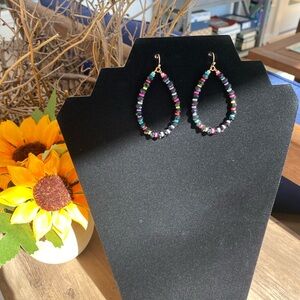 Multicolor Beaded Teardrop Earrings